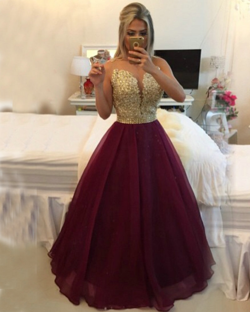 Maroon and hotsell gold formal dress